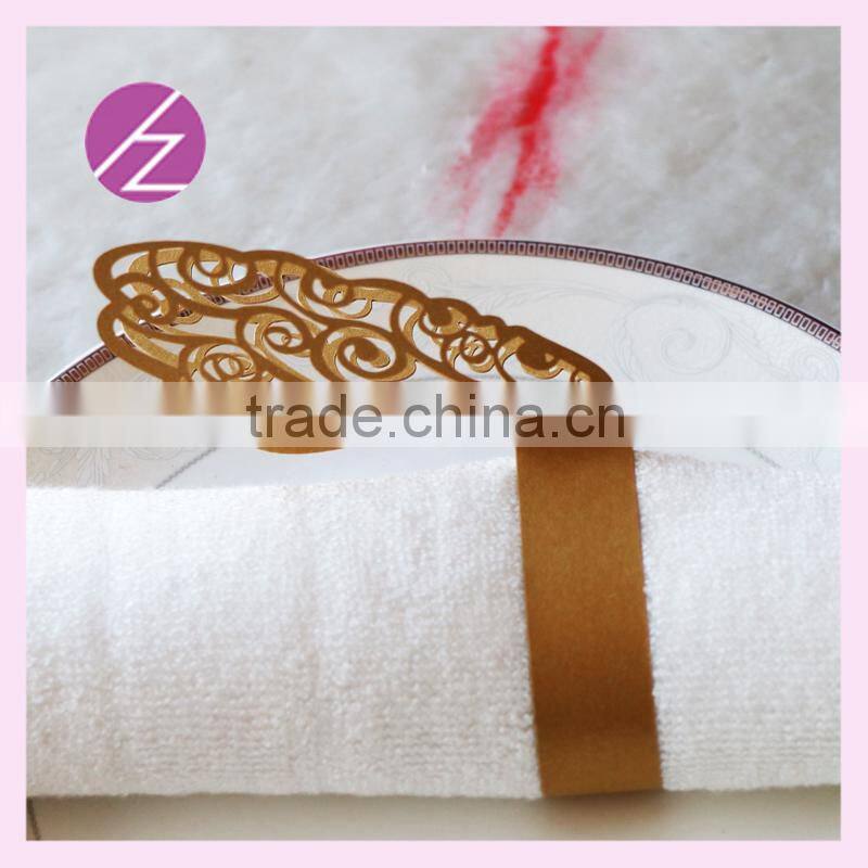 Wholesale cheap 2015 wedding paper crafts,laser cut wedding purple napkin rings MJ-32
