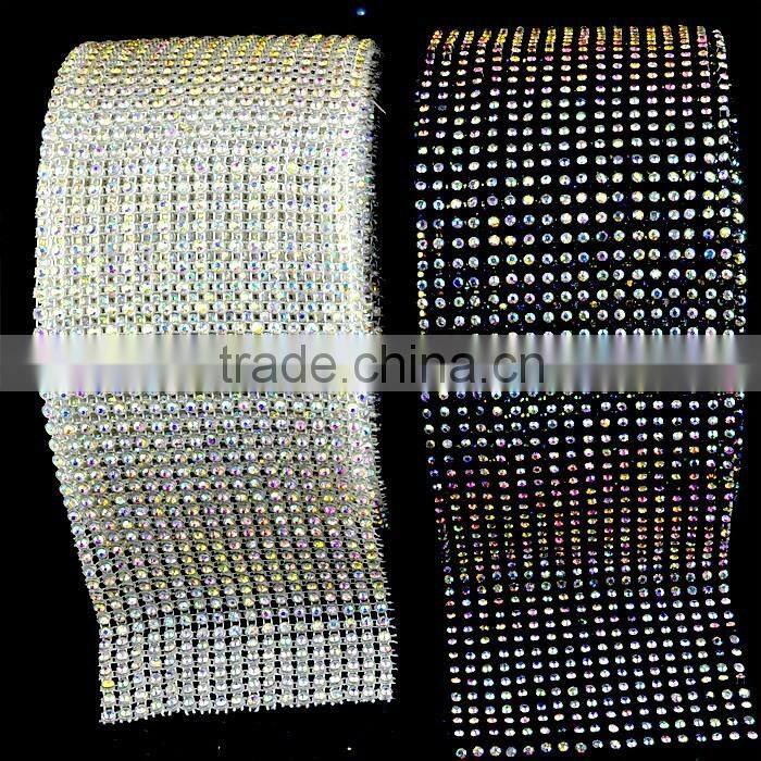 Rhinestone Trims with 10 yards in Plastic Ribbon, Fashion Elastic Stretch Rhinestone Trimming Rolls Sheets for Party Decoration
