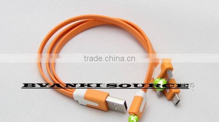 Factory supplying 3 in 1 Micro USB cable with top quality flat noodle 3 in 1 usb cable