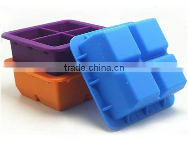 Four cavity Custom silicone ice tray/Food storage box/Cake baking mold