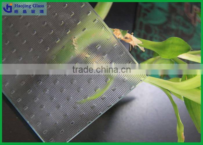 Shahe Haojing clear printing diamond amber beehive patterned glass figured glass rolled glass