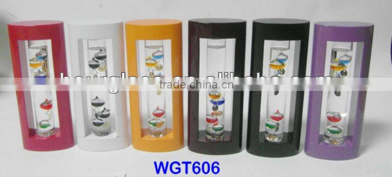 GALILEO THERMOMETER WITH BLUE WOODEN FRAME