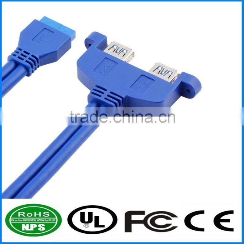 Dual USB3.0 AF To 20Pin Computer Front Panel Cable PC Case PCI Dam Board Cable