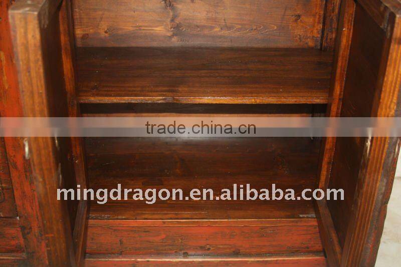 Antique Chinese Old Beautiful Painted Long Cabinet