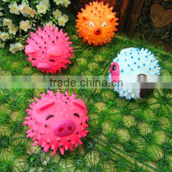 8.5cm pink spikey pig ball simple small funny dog toy
