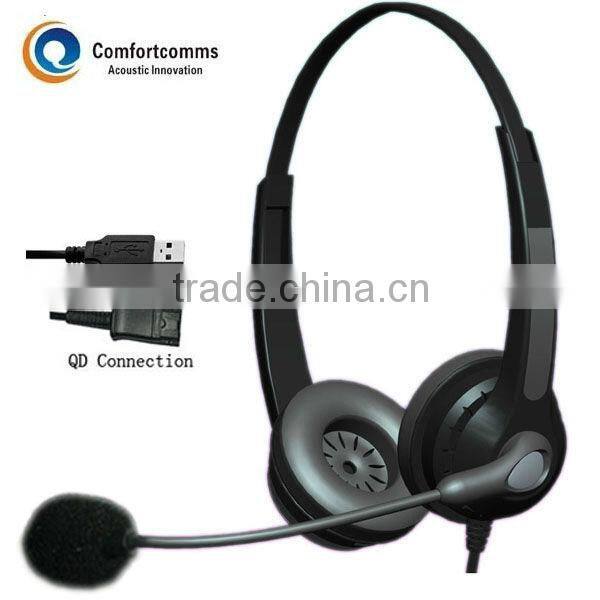Comfortable noise-canceling call center usb headphone