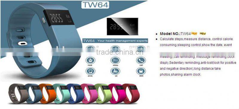 100% genuine original TW64 smart bracelet Bluetooth 4.0 support Android and more systems IOS6.1
