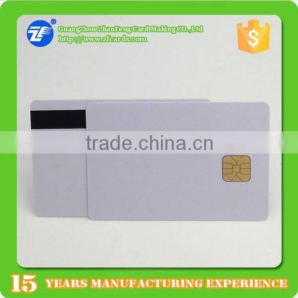 Blank white plastic card with smart ic chip