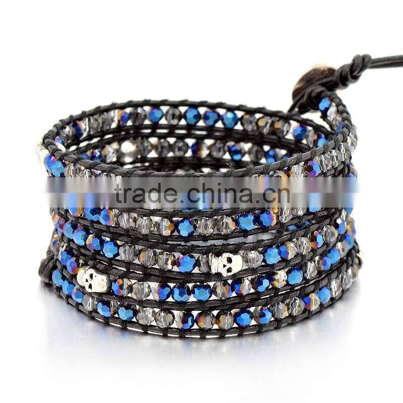 Trendy Bohemia leather beaded bracelets,multi wrap leather friendship bracelet
