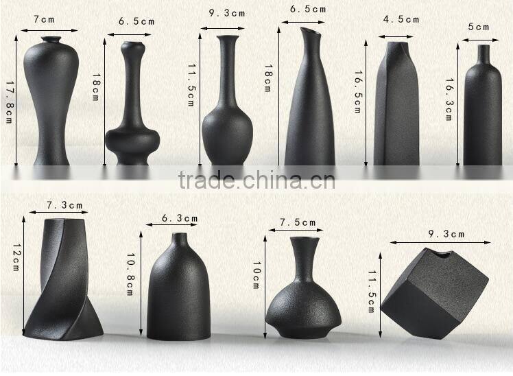 2016 iron glazed ceramic black metal flower vase for home decoration centerpiece