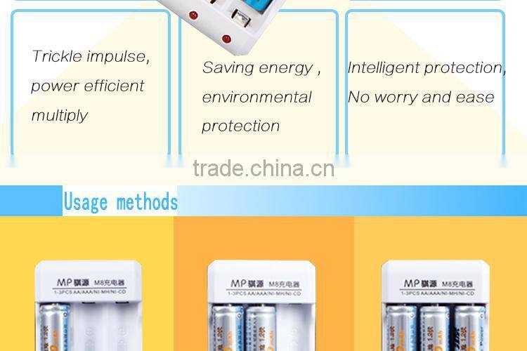 2016 Factory Price Portable Car Charger 3S AA/AAA/ Ni-CD M8 Rapid Battery Charger
