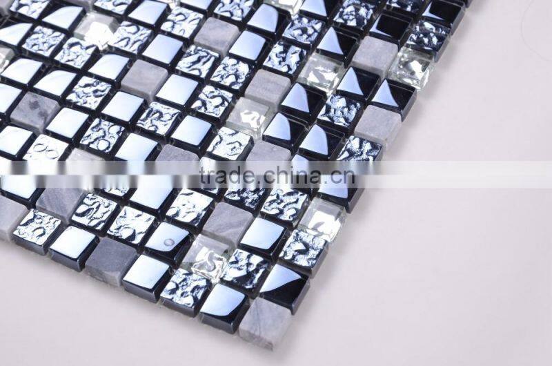 SD020 hot sale 15*15 square stone mix glass backsplash tile mosaic