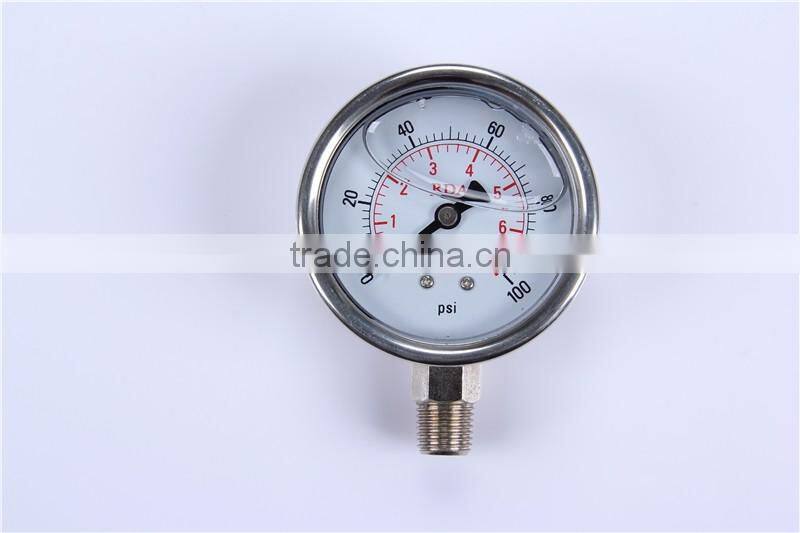 Hot sale High quality China clear 0-600 bar All stainless steel cheap pressure gauge