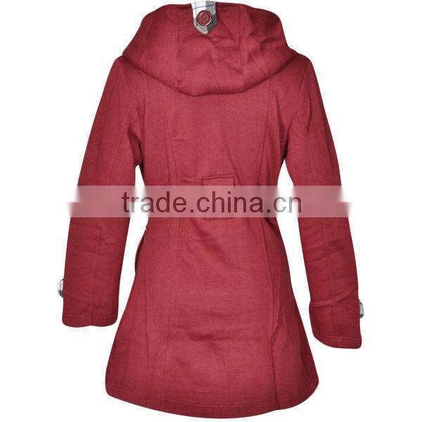 Ladies Belted Button Hood Jacket
