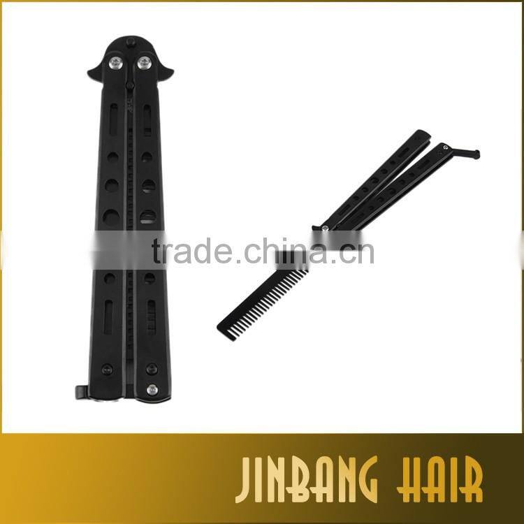 new design cheap price knife comb salon stainless steel mental trainer butterfly knife comb