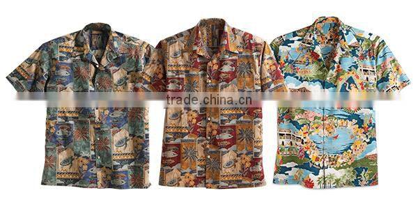 hawaiian style print linen coloured spots hawaiian shirt fabirc for hawaiian shirt