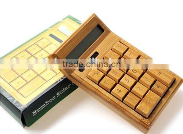 Ecofriendly Nature Bamboo Wood Solar Powered 12 Digits Calculator