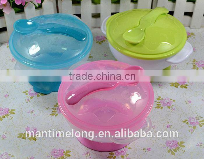 sucker bowl skid baby special suction wall bowl binaural bowl with cover and spoon 3 colors optional