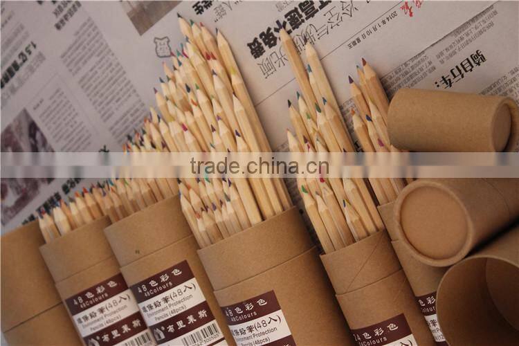 natural wooden color pencil in paper tube/ new products 2014 kids body hexagonal natural wooden color pencil set from china