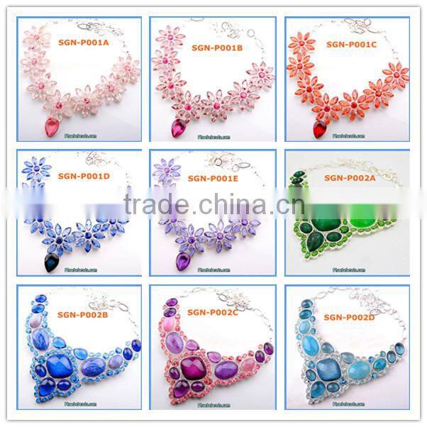 Wholesale Beautiful Light Blue Crystal Teardrop Choker Necklaces SGN-P016B