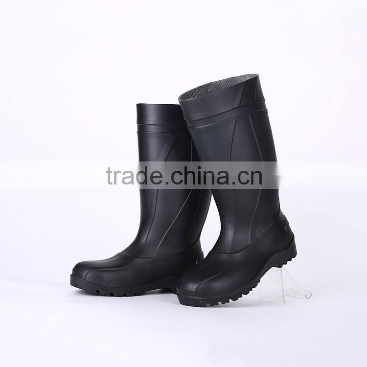 2016 Wholesale cheap black safety PVC rain boots, steel toe insert safety boots