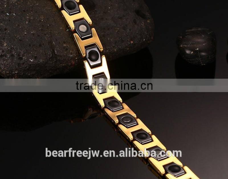 Men's Ceramic Stainless Steel Magnetic Therapy Power Bracelet Magnets Germanium Health Wristband
