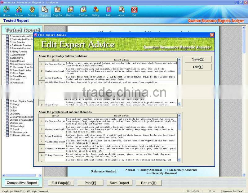 GIII 2013 Quantum Magnetic Resonance Body Analyzer English Spanish French Chinese 38 reports