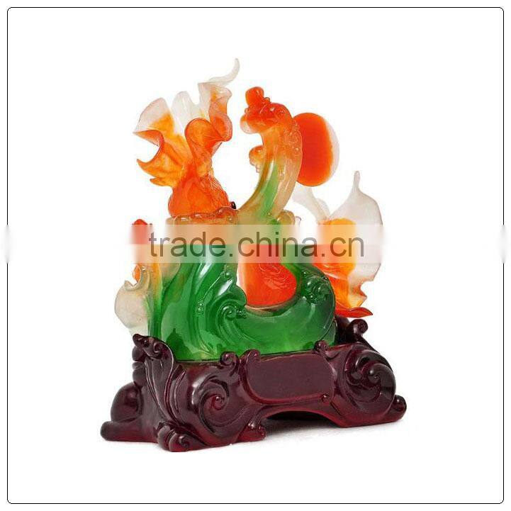 Red jade color Chinese Luckly fengshui fish ,fish statue