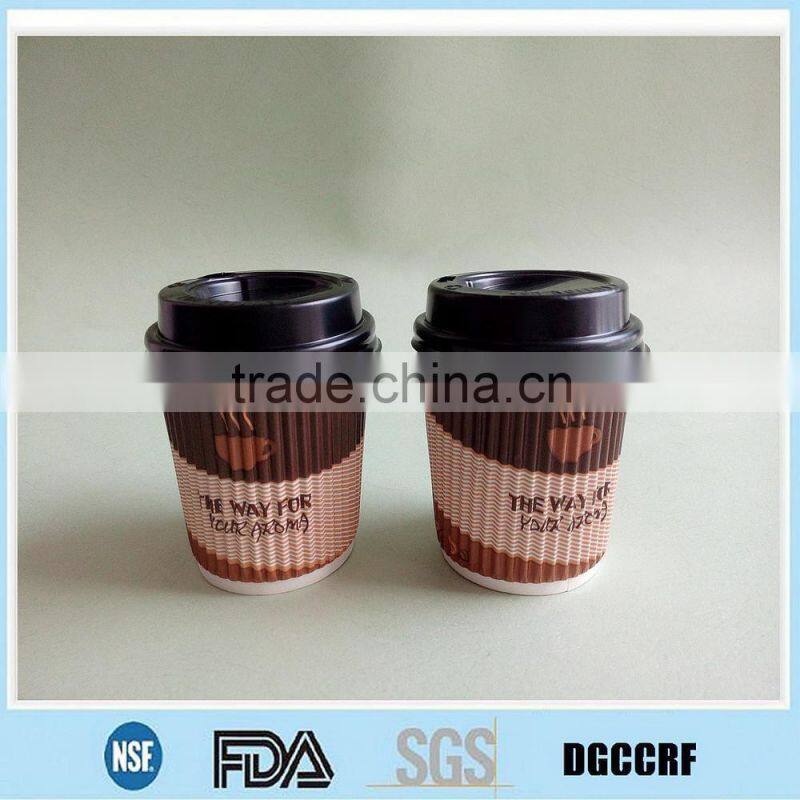 Ripple wall paper cups with lids/printed hot paper cups/paper cups for coffee to go