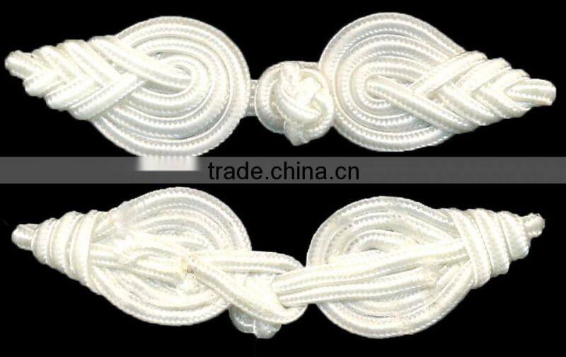 Height 2.1 Centermeter All White Sew On 100% Nylon Chinese Knot Frog Buttons