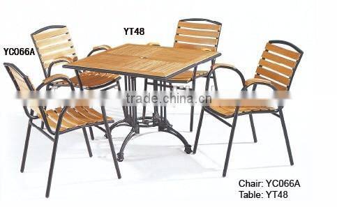 garden furniture outdoor wooden leisure aluminum high back chairs table set YC016 YT12