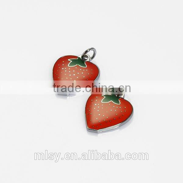 Cute strawberry branded custom metal bag zipper puller Brightness B1-80006