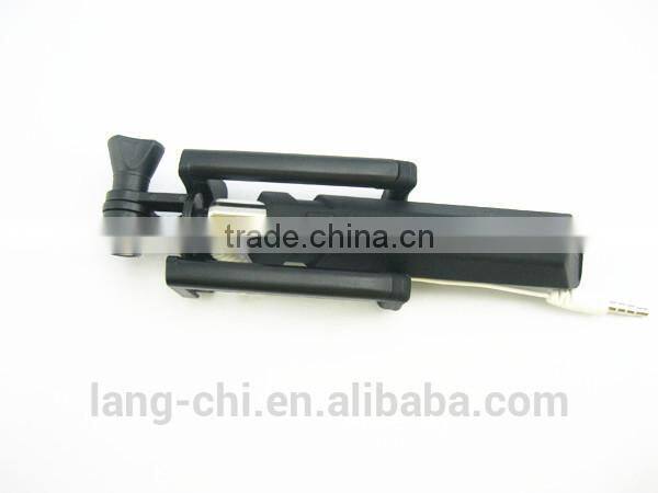 Super mini stainless selfie stick with foldable shape clip/Wire