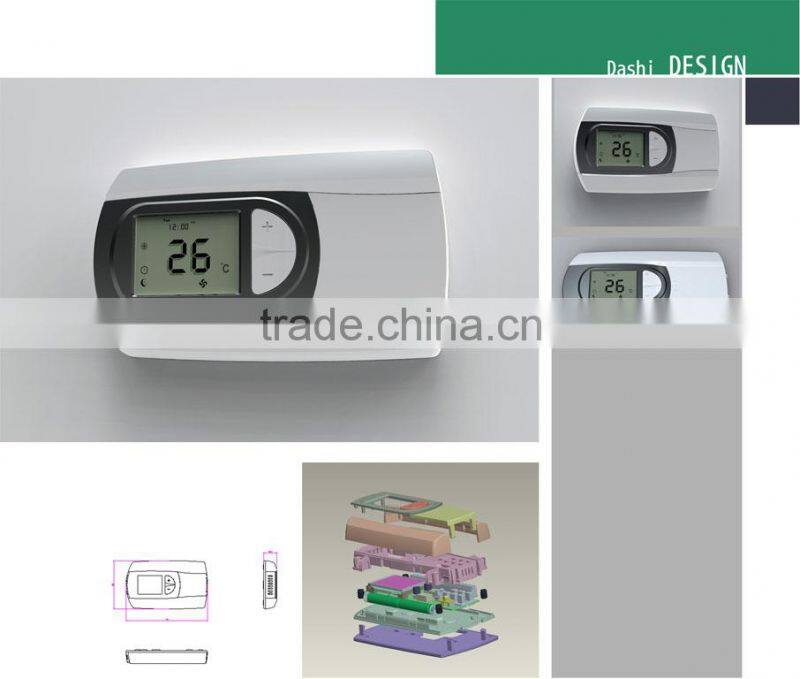 custom thermostat plastic enclosure with button and battery operation housing