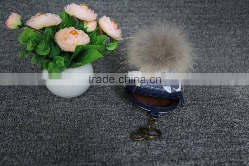 Pom Pom Fur p[urse / raccoon Fur Keyring / Plush Toy handbag