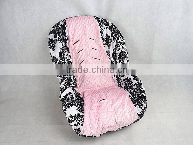 Toddler Car Seat Cover Protector Damask With Light Pink Minky Baby Car Seat Cover