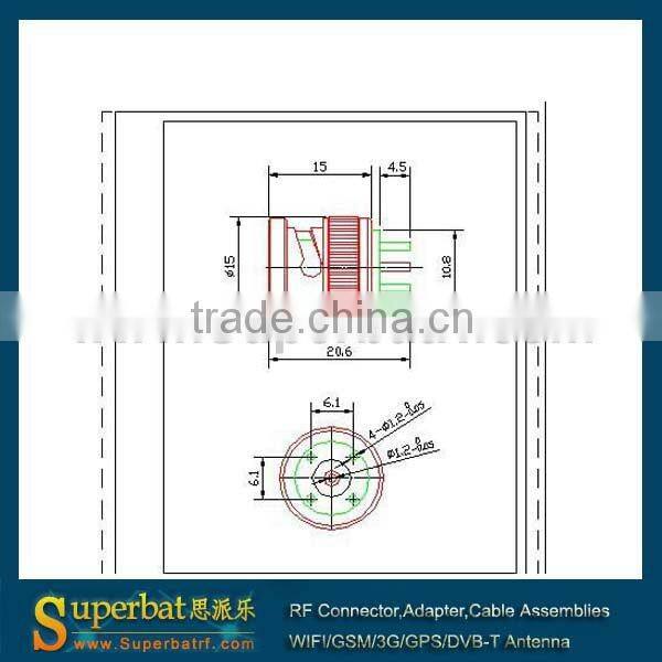 BNC Thru Hole Plug Vertical PCB Mount mini bnc connector