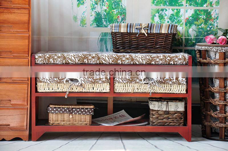 wide double Foot rest wooden stool