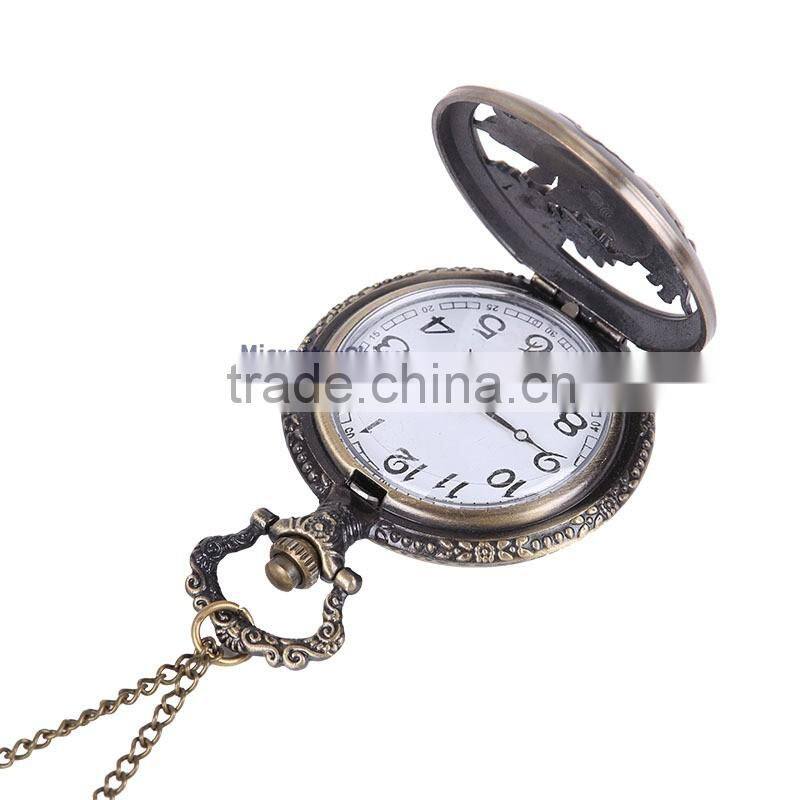 Vintage Bronze Chain Clock Pocket Watch