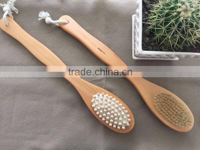Double side bath brush with massager beads