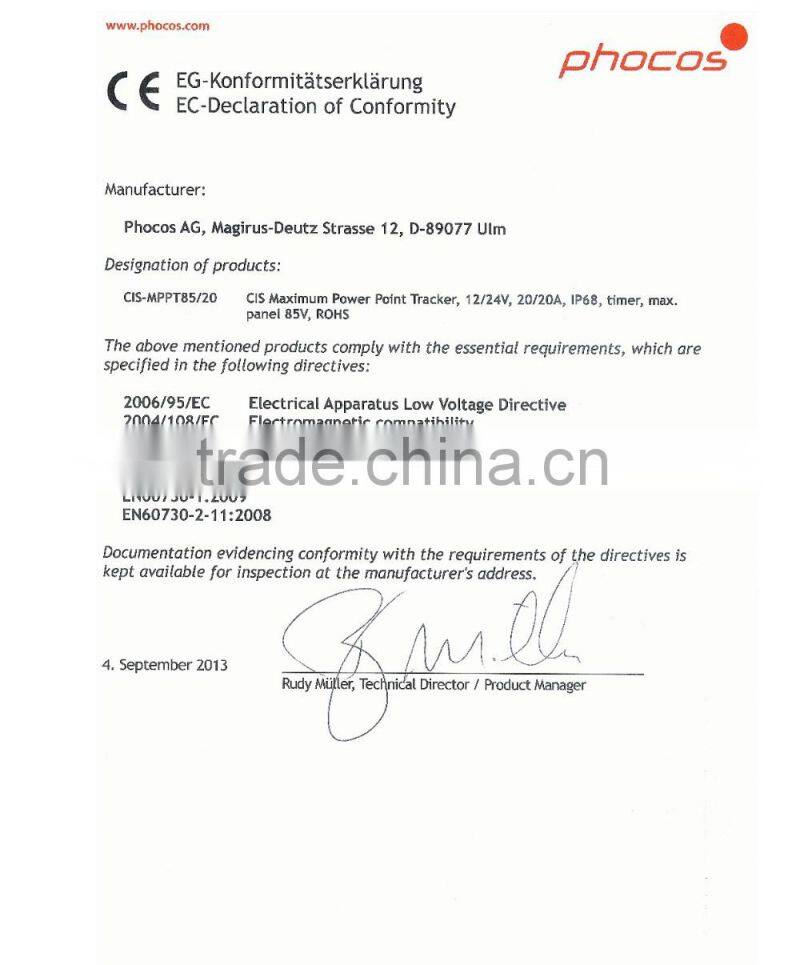 Phocos CIS MPPT 85/20A Solar charge Controller