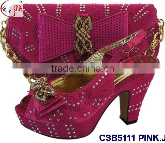 high rough heals shoes and bag match set with stones famous in European style for young lady for wedding /party