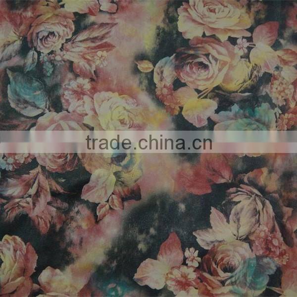 Flower design leather clothes with 100% viscose backing
