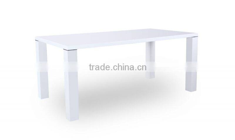 DT-2015 Modern White High Gloss Wooden Dining Table with Metal Frame