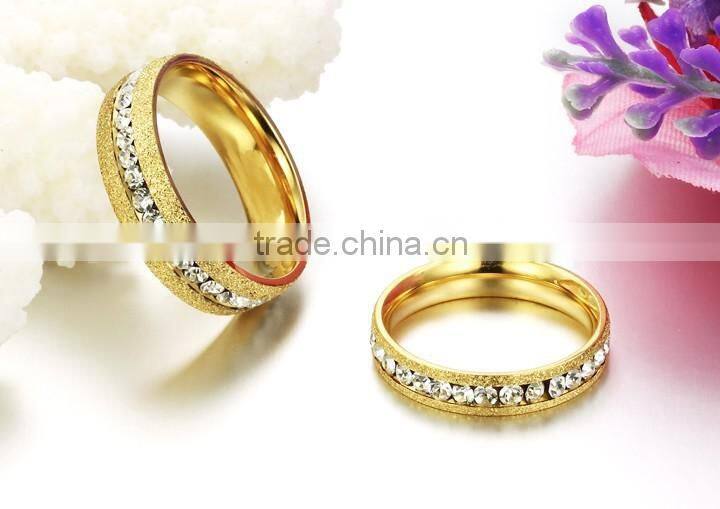 KSTONE Latest Designs Gold Shiny Couple Ring, Gold Crystal Ring For Couples