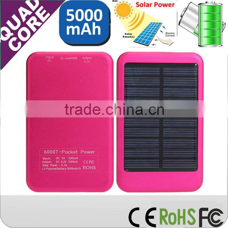 solar mobile charger 5000mah xternal mobile charger