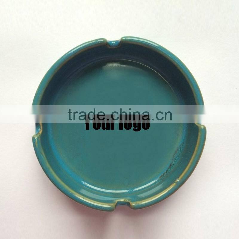 Liling custom logo reaction glaze cigar ceramic ashtray