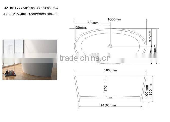 artificial stone bathtub, acrylic solid surface bathtub freestanding bathtub