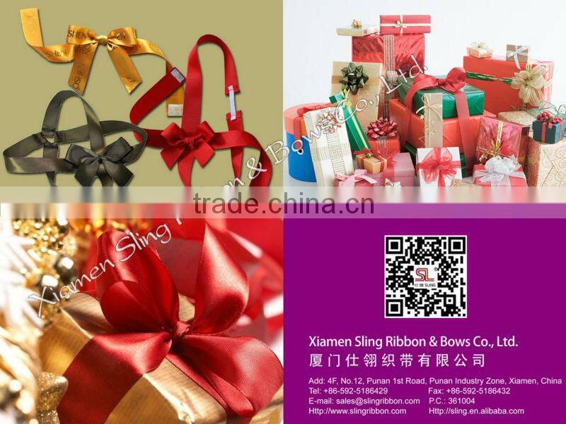 Gold Foil Satin Ribbon Bow For Gift Packaging