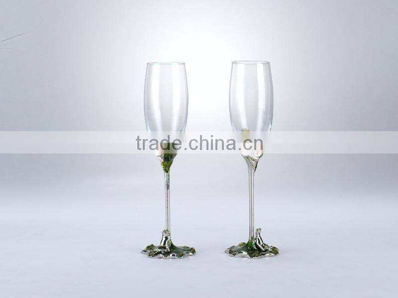 pewter design enamel color craft champagne glass